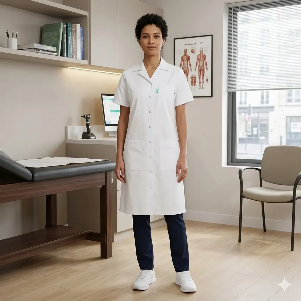 Clinician in examination room