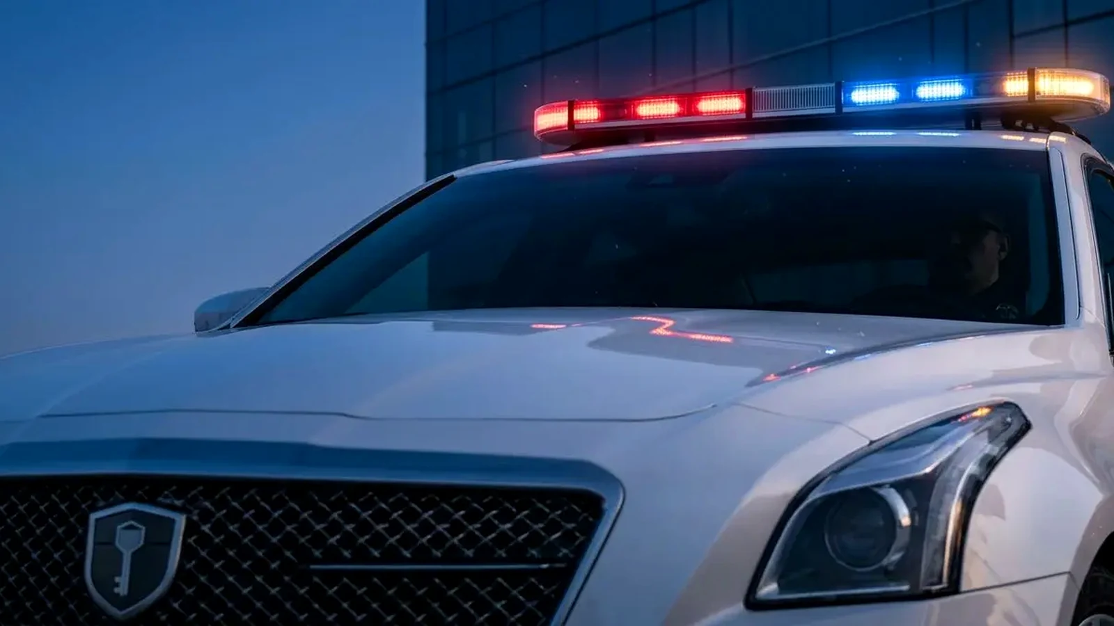 Security patrol vehicle with emergency lights